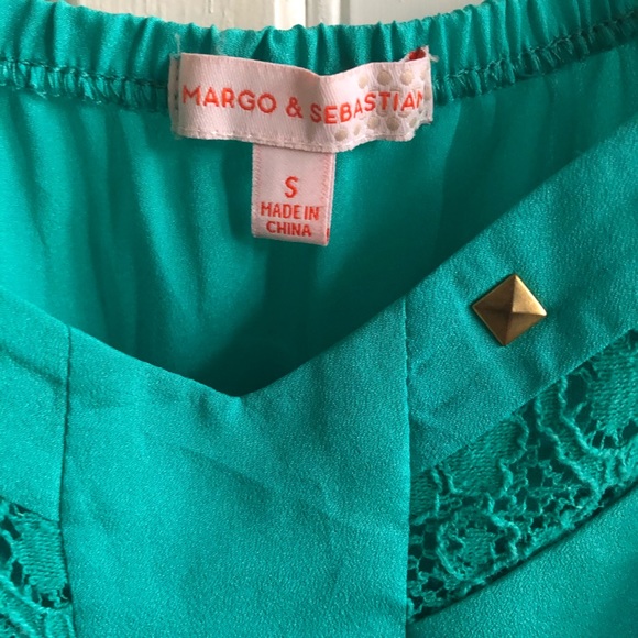 Green Margo & Sebastian Lace Accented Tank Top - Picture 5 of 5